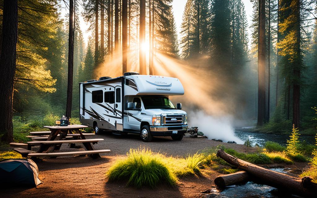 rv camping california forest